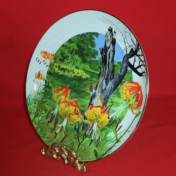 VTG Decorative Plate Royal Windsor Regal Lily Wildflowers of the South Gold Trim - Picture 7 of 12